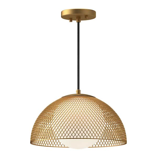 ALORA MOOD Haven 12 in. 1 Light 60-Watt Gold/Opal Matte Glass Pendant Light