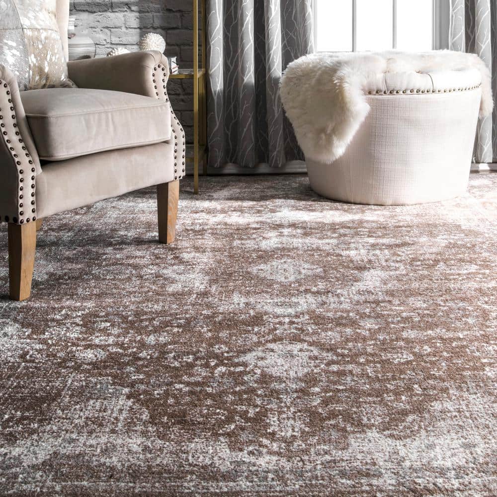 Lindsay Vintage Brown Synthetic 5' x 7' Easy-Care Area Rug