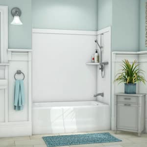 Elite 32 in. x 60 in. x 60 in. 9-Piece Easy Up Adhesive Tub Surround in White