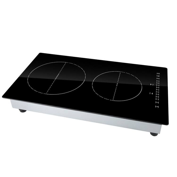 SKYSHALO Electric Cooktop, 2 Burners, 12 in. Induction Stove Top, Built-in Magnetic Cooktop 3000 W, 9 Heating Level Burner