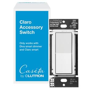 Claro Smart Accessory Switch, only for use with Diva Smart Dimmer Switch/Claro Smart Switch, White