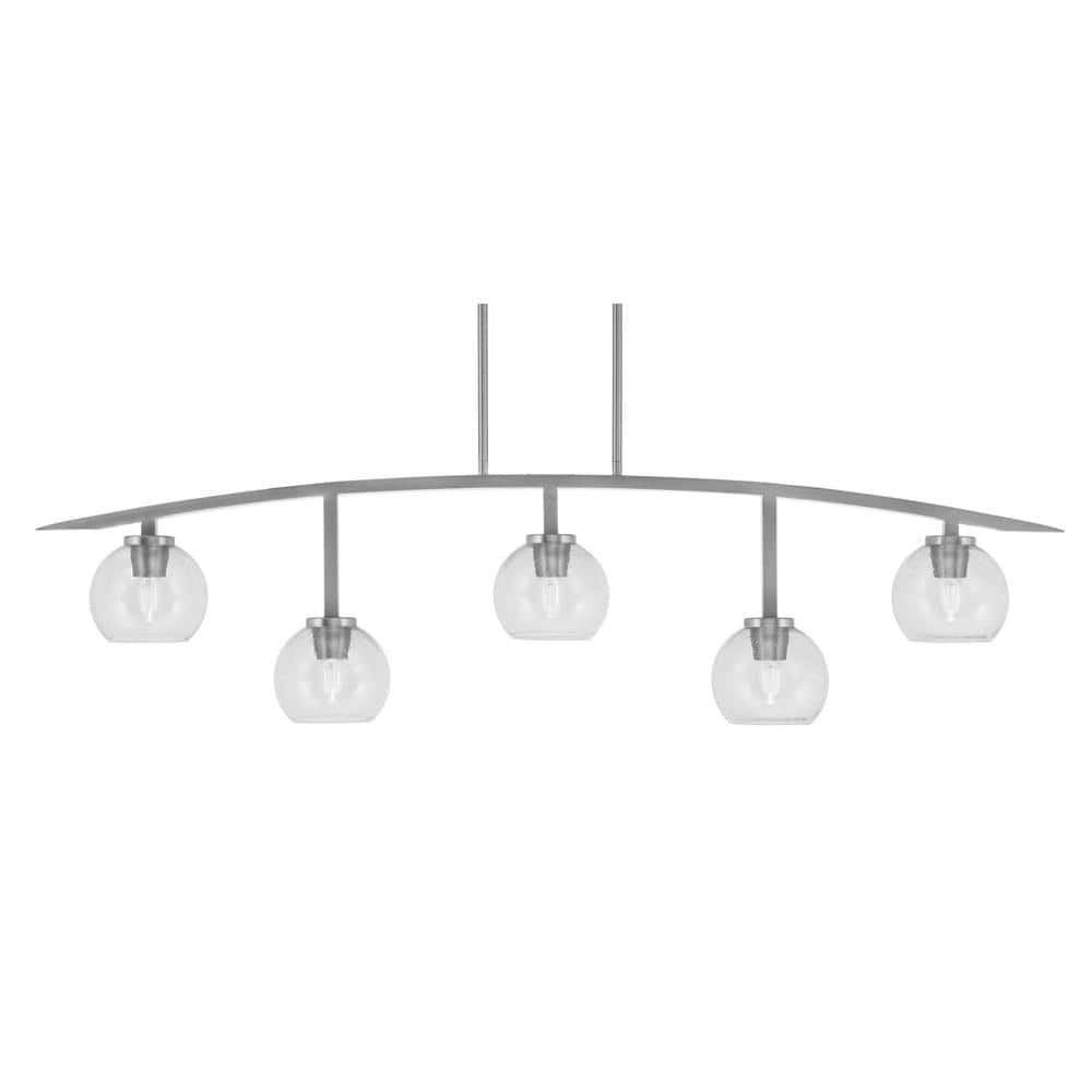 Siena 51.25 in. 5-Light Graphite Chandelier with 5.75 in. Clear Bubble Glas