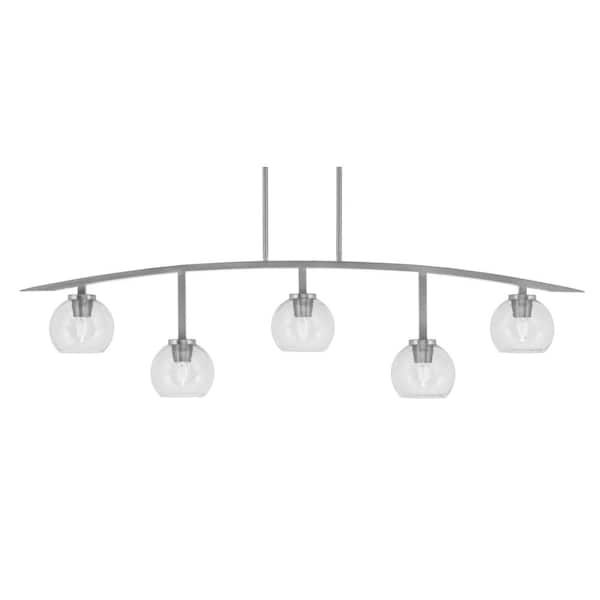 Unbranded Siena 51.25 in. 5-Light Graphite Chandelier with 5.75 in. Clear Bubble Glass Shades, no bulbs included