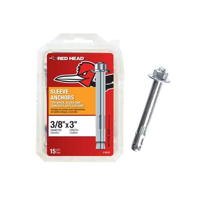 3/8 in. x 3 in. Hex-Head Sleeve Anchors (15-Pack)