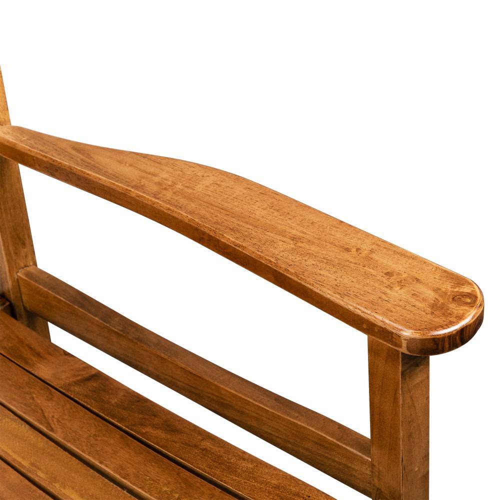 Natural Wood Outdoor Rocking Chair with Arms