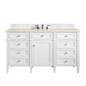 Brittany 60 in. W x 23.5 in. D x 34 in. H Bath Vanity in Bright White with Eternal Marfil Quartz Top