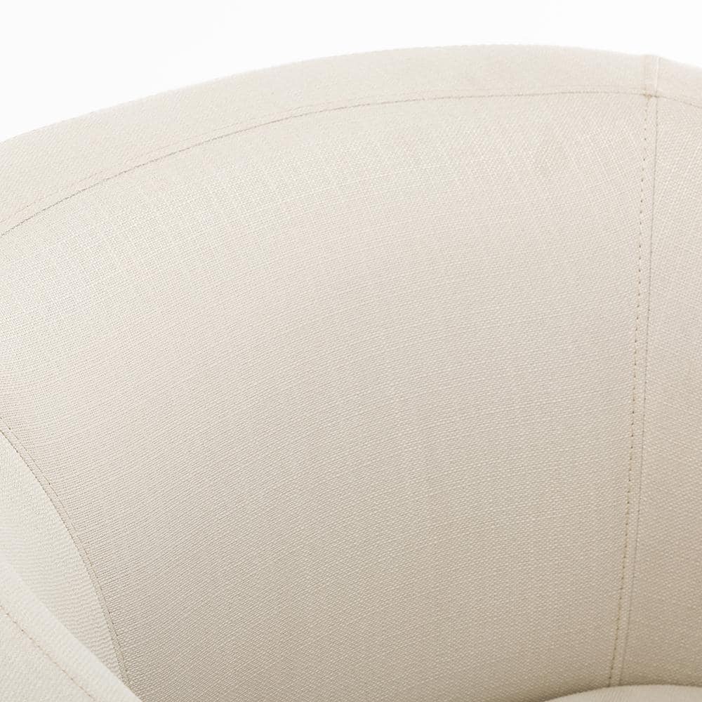 Infinity White Linen Swivel Barrel Chair with Clip Arm Design