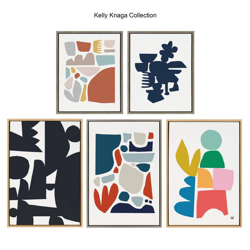 Quiet Jungle Abstract Canvas Print in Natural Frame