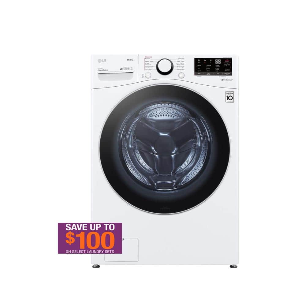 LG 4.5 cu. ft. Large Capacity High Efficiency Stackable Smart Front Load Washer with Steam in White