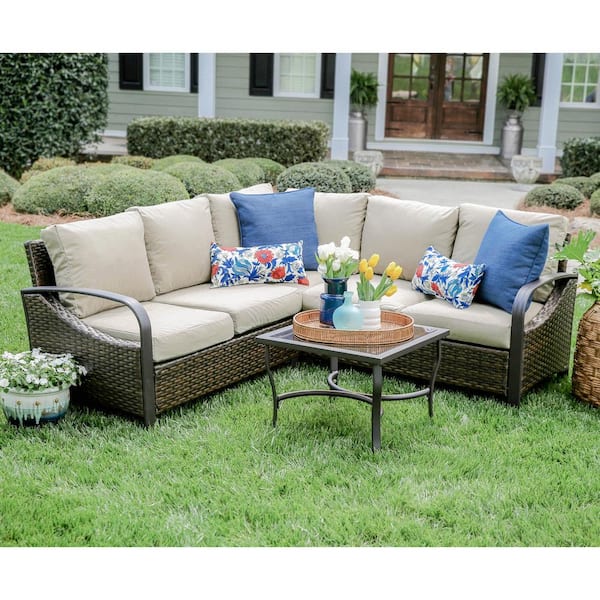 Leisure Made Trenton 4-Piece Wicker Outdoor Sectional Set with Tan