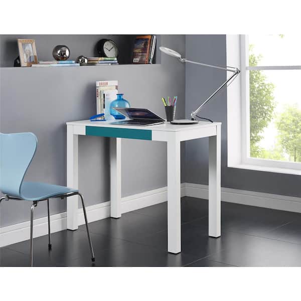 Altra Furniture Delilah White and Teal Desk with Storage