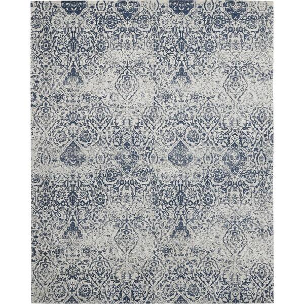 Nourison Damask Blue 9 ft. x 12 ft. Oriental Vintage Area Rug