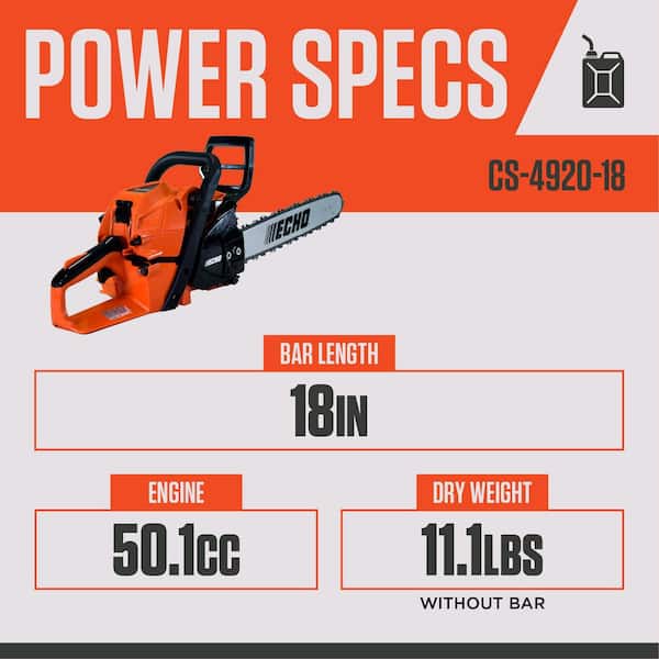 ECHO 18 in. 50.1 cc 2-Stroke Gas Rear Handle Chainsaw CS-4920-18