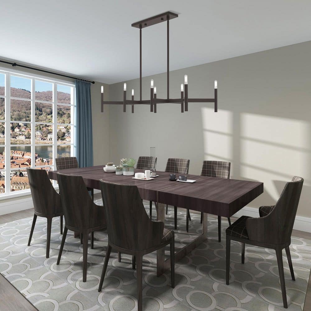 Copenhagen Bronze 8-Light Industrial Linear Chandelier