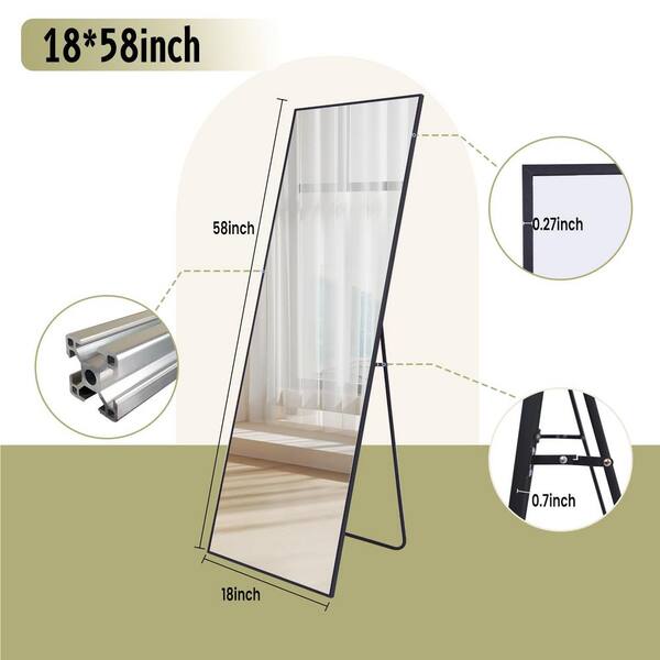 HOMLUX Black Frame 18in. W x 58in. H Rectangular Metal Full Length