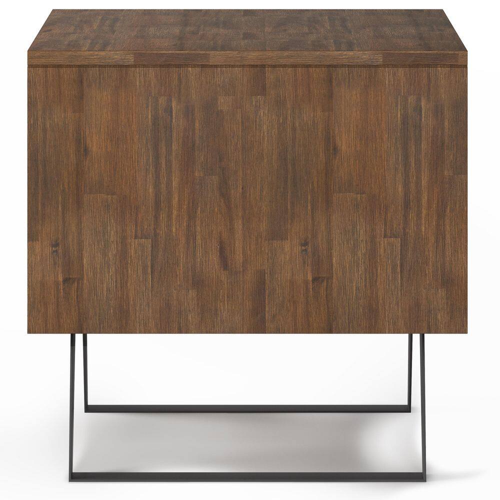 Lowry Acacia Wood and Metal 22" Square End Table in Rustic Natural