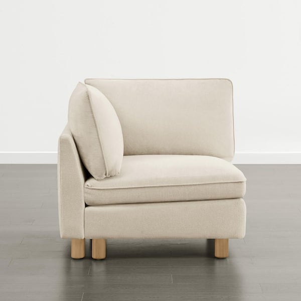 Wesley 37.4 in. Fabric Corner Rectangle Modern Modular Sofa with Straight Arm and Wood Frame in Cream for Living Room