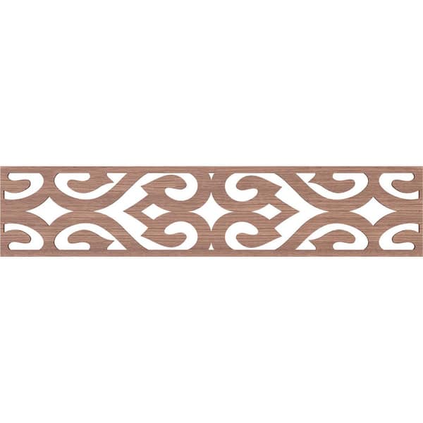 Ekena Millwork Keene Fretwork 0.25 in. D x 46.75 in. W x 10 in. L Walnut Wood Panel Moulding