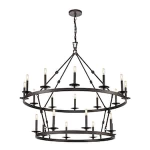 Barrow 47 in. W 20-Light Oil Rubbed Bronze Chandelier with No Shades