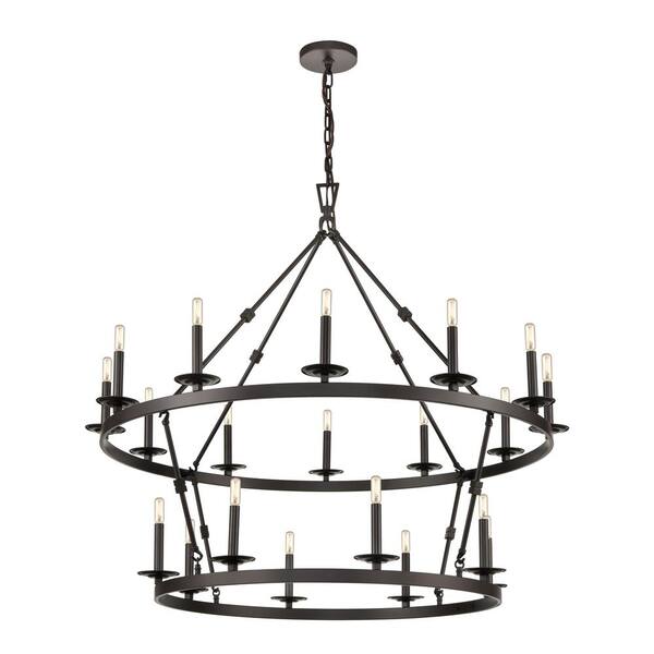 Titan Lighting Barrow 47 in. W 20-Light Oil Rubbed Bronze Chandelier with No Shades