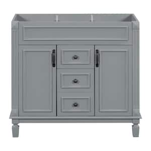 35.9 in. W x 17.9 in. D x 34 in. H Freestanding Bath Vanity Cabinet without Top in Grey