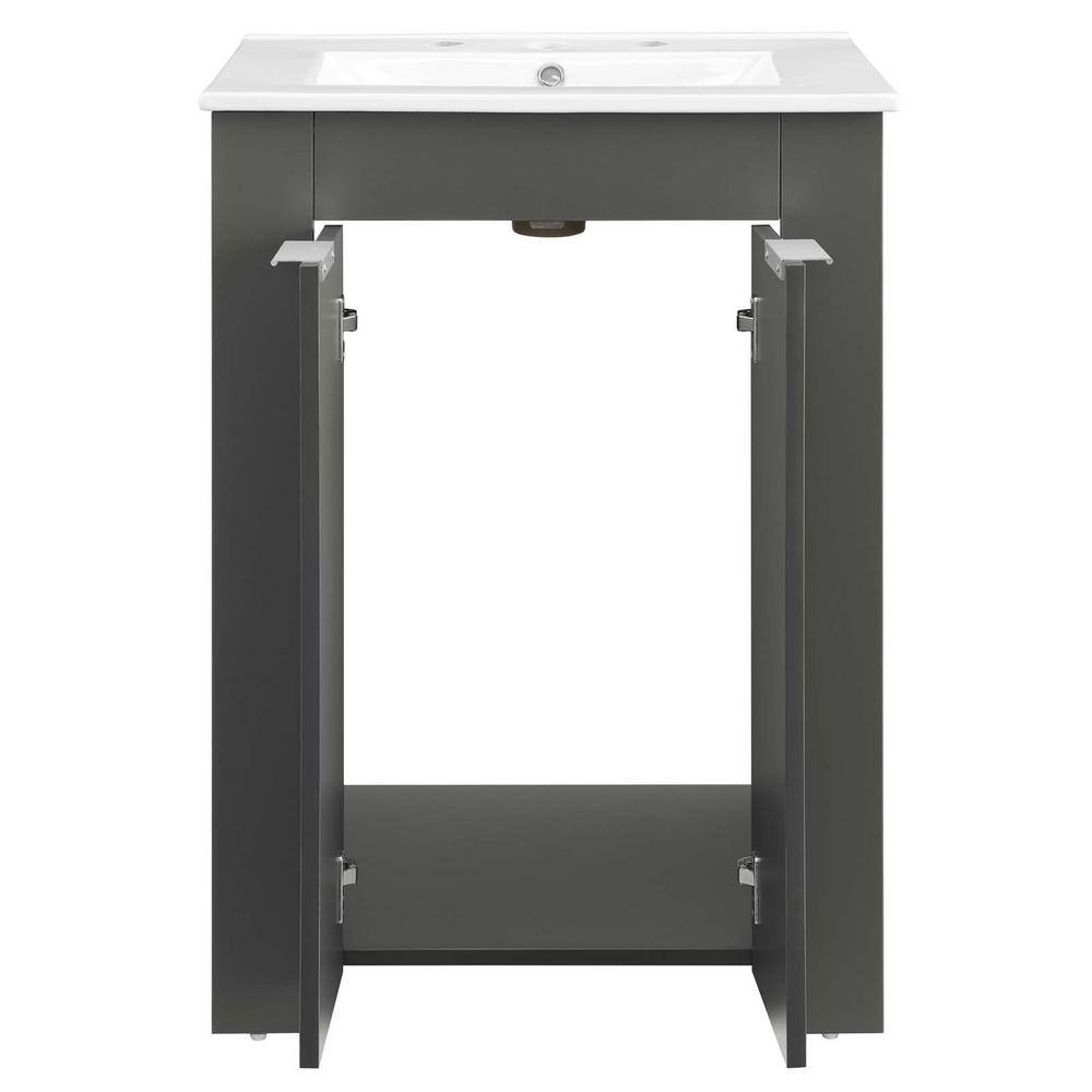 Maybelle 24" Gray White Melamine Bathroom Vanity with Ceramic Sink
