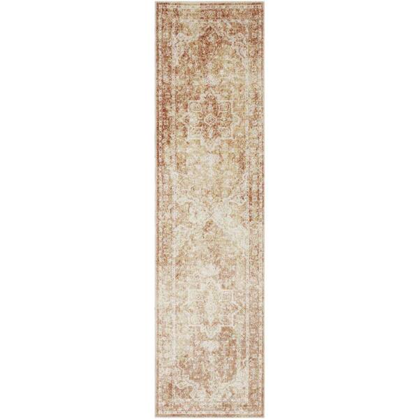 Nourison Astra Machine Washable Rust 2 ft. x 6 ft. Distressed Traditional Runner Area Rug
