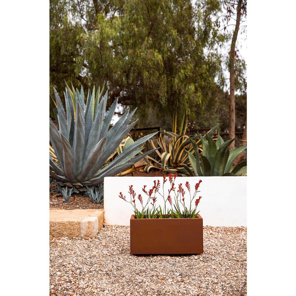 Small Rust Corten Steel Long Box Planter