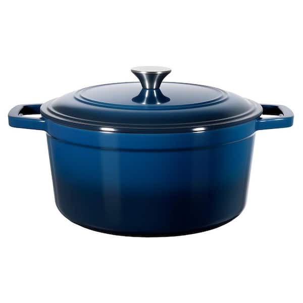 6 qt. Enameled Cast Iron Dutch Oven, with Lid and Dual Handles, Heavy-Duty Durable Cookware Pan, for Braising, Blue