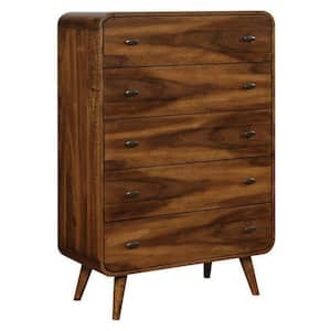 17 in. Brown 5 -Drawer Chest of Drawers