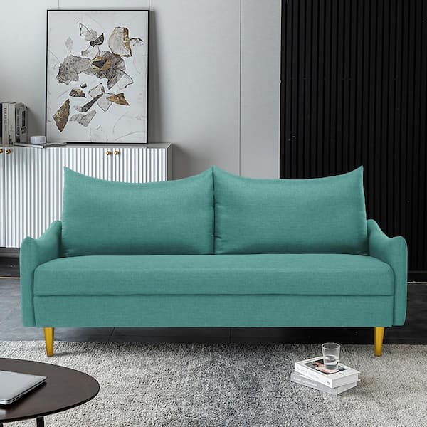 Seafuloy 66.9 in. Light Green Polyester Loveseat Sofa with Metal 