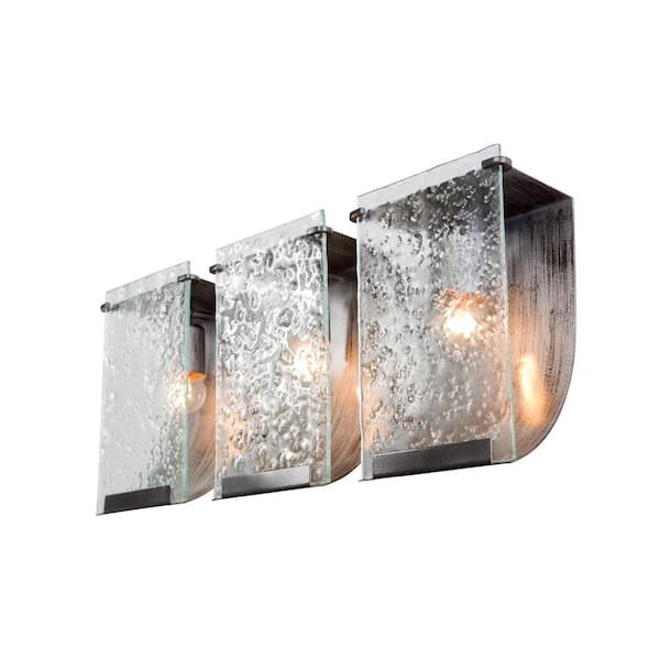 Varaluz Rain 3-Light Rainy Night Bath Vanity Light with Recycled Hand-Pressed Glass