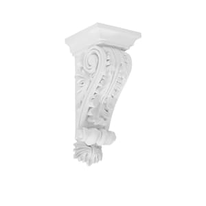 5-1/8 in. x 12-1/8 in. x 5-5/16 in. Primed Polyurethane Decorative Acanthus Corbel