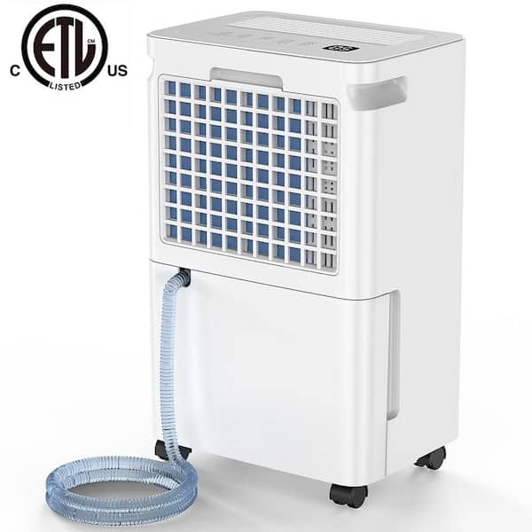 30 pt. 3,000 sq.ft. Dehumidifier for Basement in White with Drain Hose, Bucket, 20%-90%RH Adjustable Humidistat, Timer