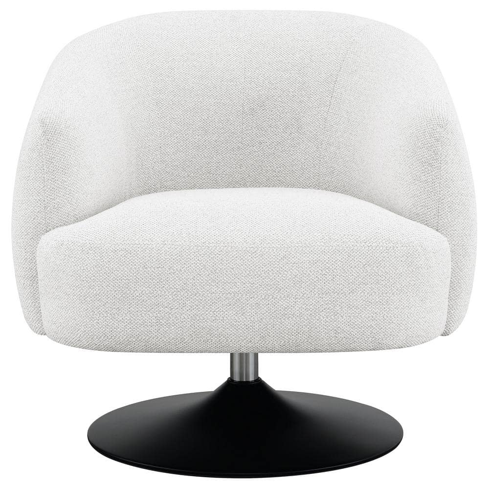 Beige Barrel Swivel Accent Chair with Metal Pedestal Base