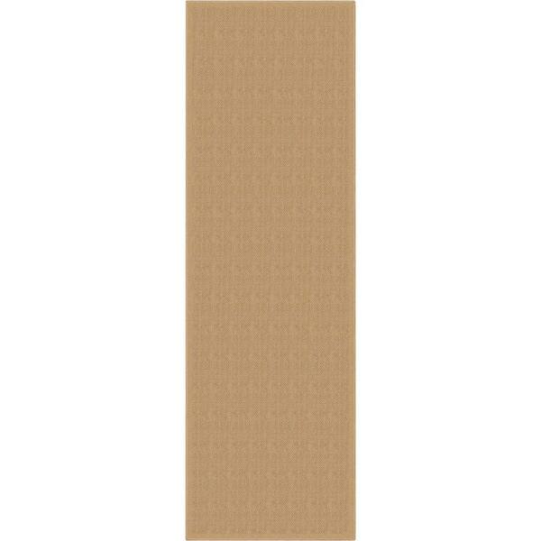 Beige 2 ft. 3 in. x 7 ft. 3 in. Runner Flat-Weave Well-Jute Printed Boerboel Geometric Herringbone Area Rug