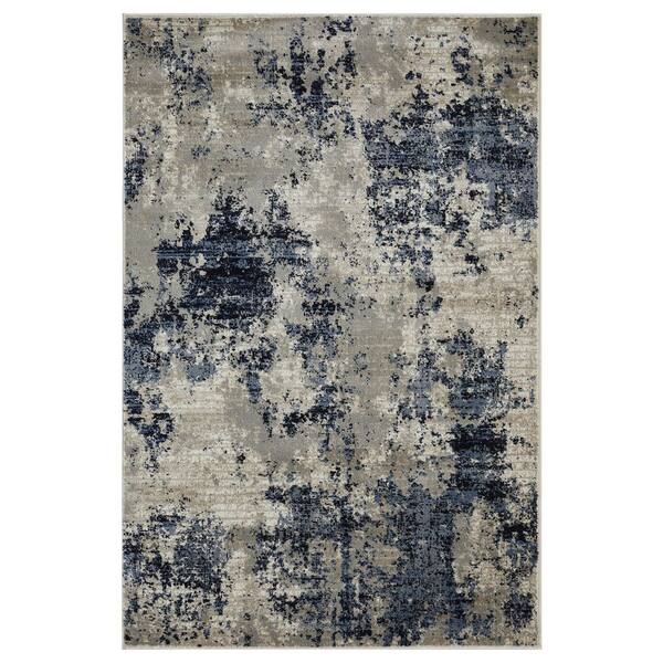 LOOMAKNOTI Celena Alimon Blue 9 ft. 10 in. x 12 ft. 10 in. Abstract Polypropylene Area Rug