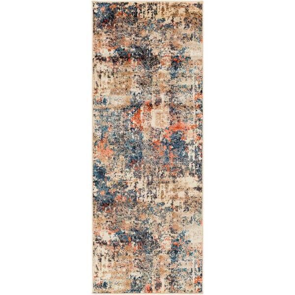 Livabliss Fairfield Camel/Navy 3 ft. x 7 ft. Indoor Area Rug