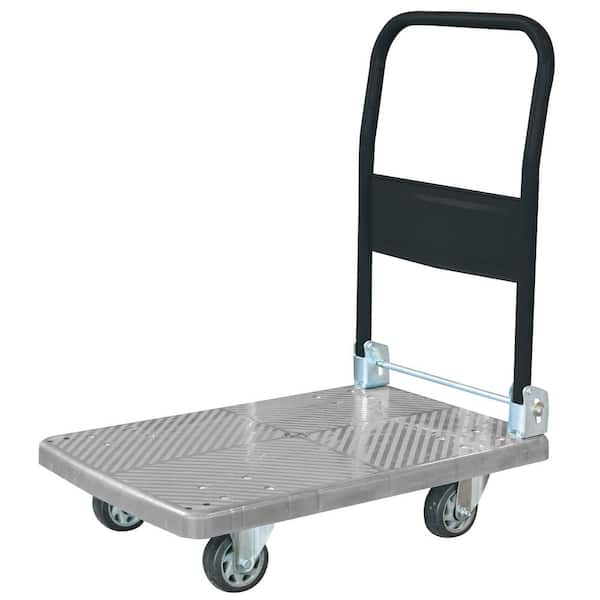 PRO-SERIES 18 in. W 440 lbs. Blue Capacity Heavy-Duty Plastic Folding 4-Wheeled Platform Truck Utility Cart
