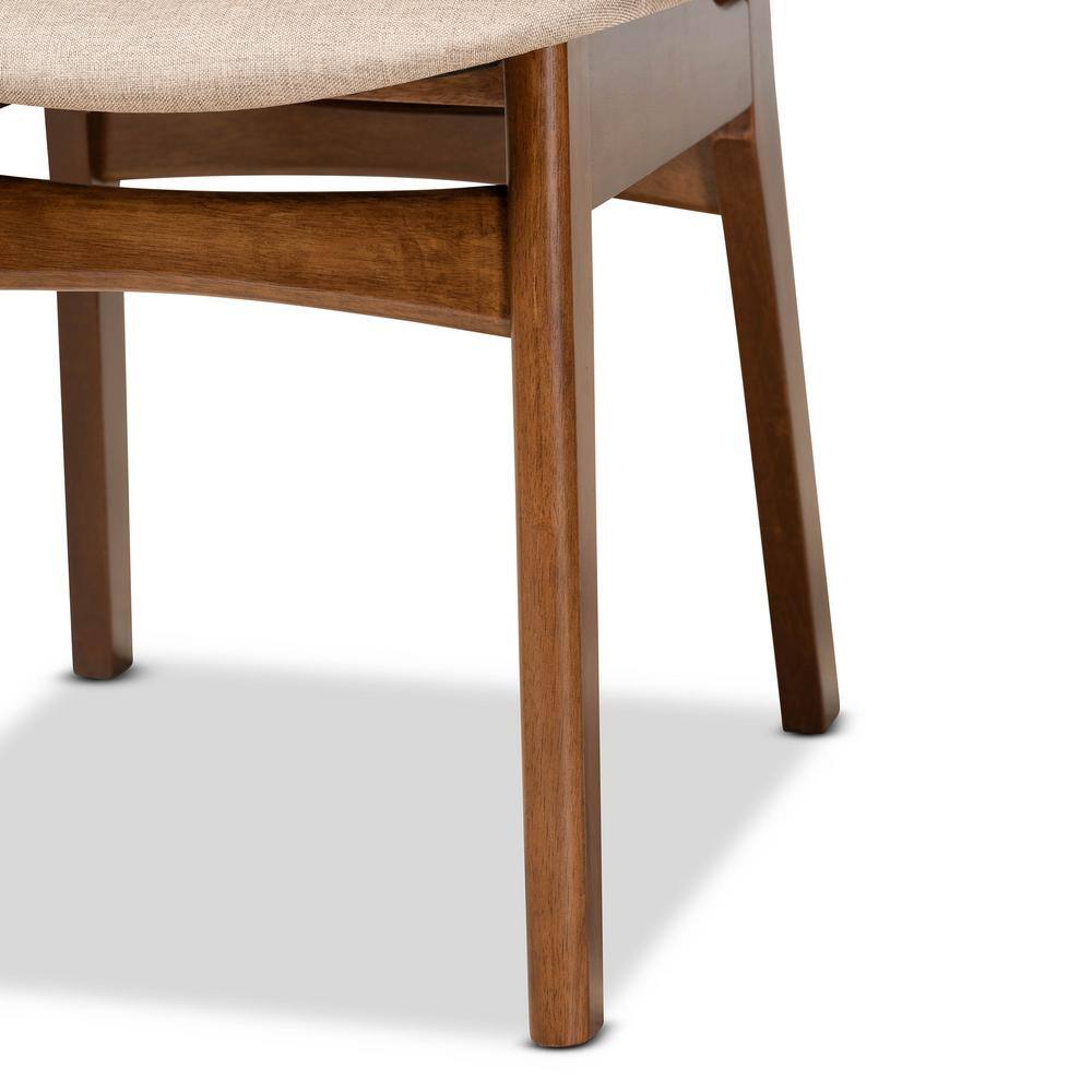 Sand Fabric and Wood High Back Arm Chair with Cane Detailing