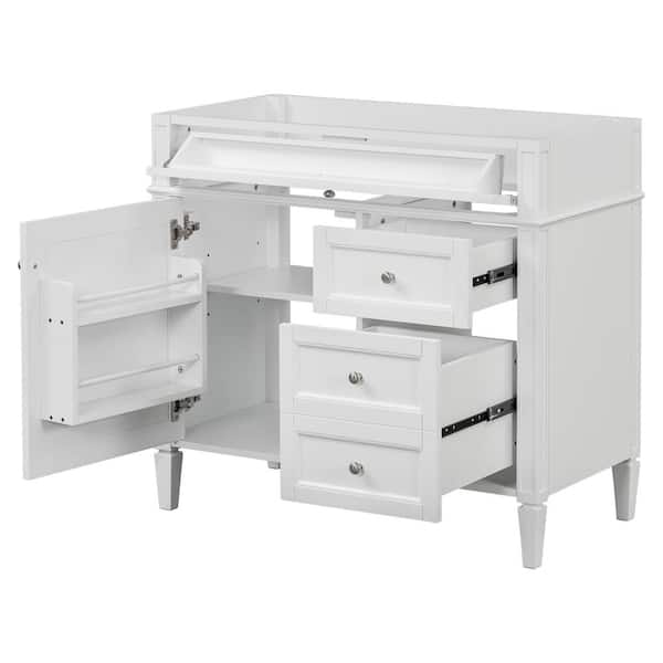 36 in. Bath Vanity Cabinet without Top in White with 2 Drawers and a Tip-out Drawer Unassembled