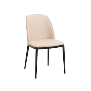 Tule Modern Dining Side Chair with PU Leather Seat and Steel Frame for Kitchen and Dining Room, Walnut/Light Brown