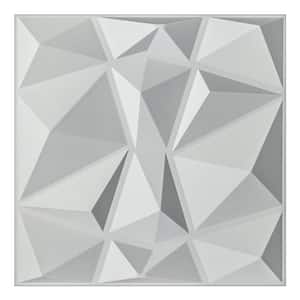 Wallpanel 19.7 in. x 19.7 in. 32 sq. ft. White Diamond PVC 3D Wall Panels (Pack of 12-Tiles)