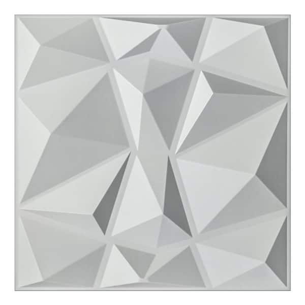 Art3dwallpanels Wall panel 19.7 in. x 19.7 in. 32 sq. ft. White Diamond PVC 3D Wall Panels (Pack of 12-Tiles)
