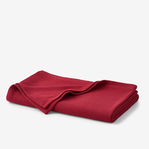 The Company Store Cotton Weave Red Solid Full Woven Blanket