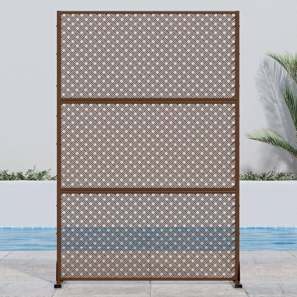 72 in. H x 47 in. W Outdoor Metal Privacy Screen Garden Fence Woven Pattern