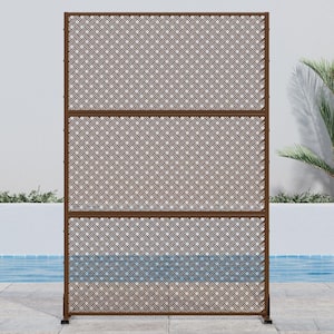 Lirago 72 in. H x 47 in. W Outdoor Metal Privacy Screen Garden Fence Woven Pattern Wall Applique in Brown