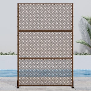 72 in. H x 47 in. W Outdoor Metal Privacy Screen Garden Fence Woven Pattern Wall Applique in Brown