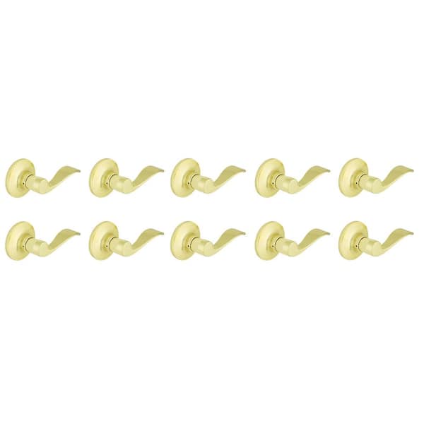 Defiant Simple Series Wave Polished Brass Hall/Closet Door Lever (10-Pack)