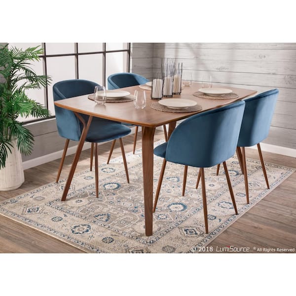 Lumisource Fran Blue Velvet Dining, Velvet Dining Room Chairs With Arms